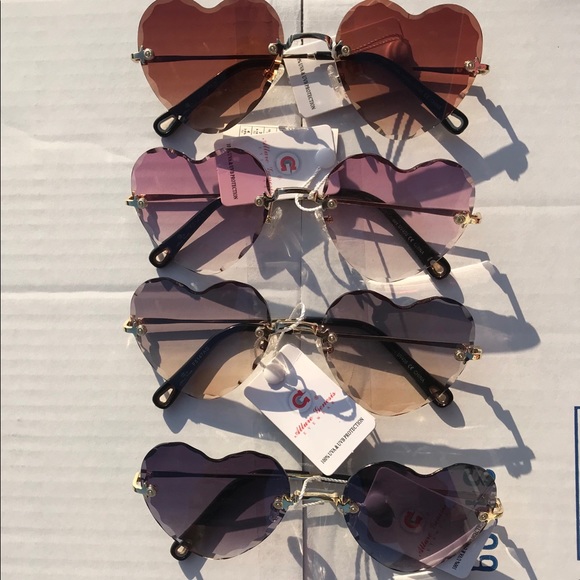 NEW Rimless Beveled Heart Shape Crystal Sunglasses - Picture 12 of 12